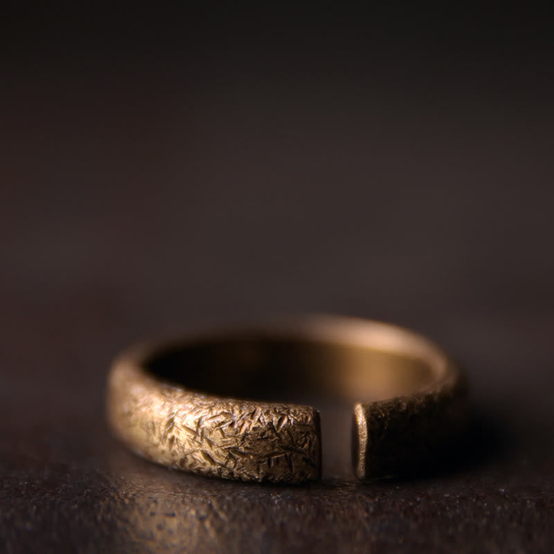 Buddha Stones Tibetischer Vintage-Kupfer-Glücksring mit Texturdesign für Paare - image 3