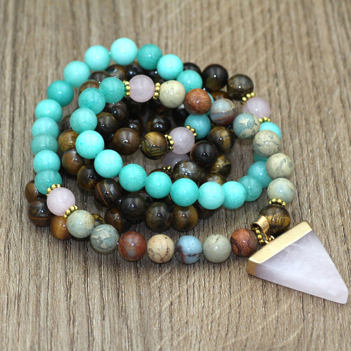Buddha Stones 108 Perlen Naturstein Tigerauge Mala Heilarmband - image 1