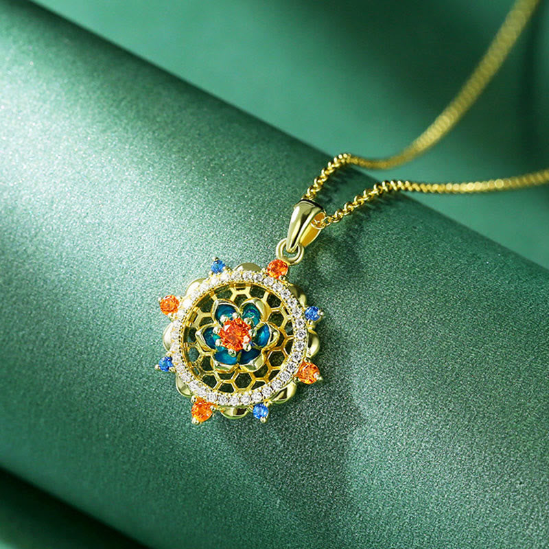 Buddha Stones 925 Sterling Silber Lotusblume Bunte Zirkon Neuanfang Halskette Anhänger - LOTUS (Erleuchtung♥Neuanfang) - image 0