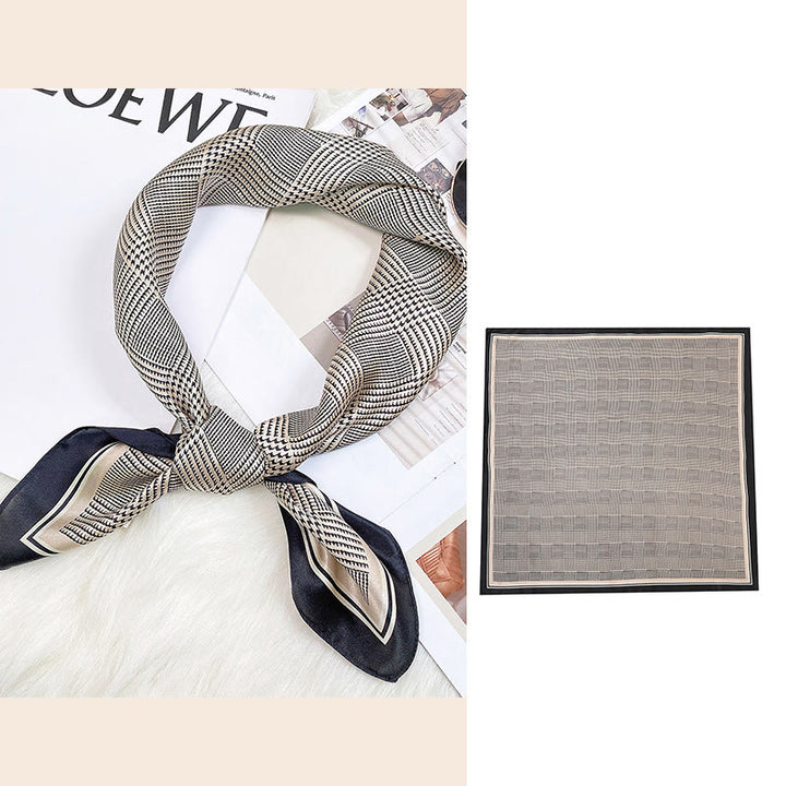 Halstuch mit Buddha Stonesn, pastorale Szene, Heißluftballon, Frühlingsblüten, 100 % Maulbeerseide - Gestreiftes Gitter - image 25