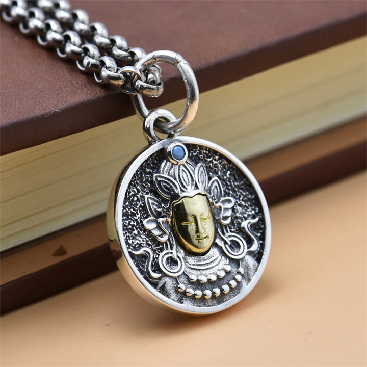 Buddha Stones, 925er-Sterlingsilber, grüner Tara-Doppel-Dorje-Vajra-Schutz-Halsketten-Anhänger - image 5