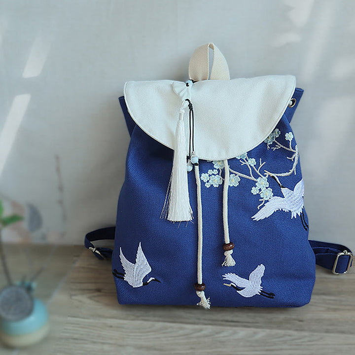Handgemachter, bestickter Canvas-Rucksack mit Buddha Stones und großer Kapazität - image 23