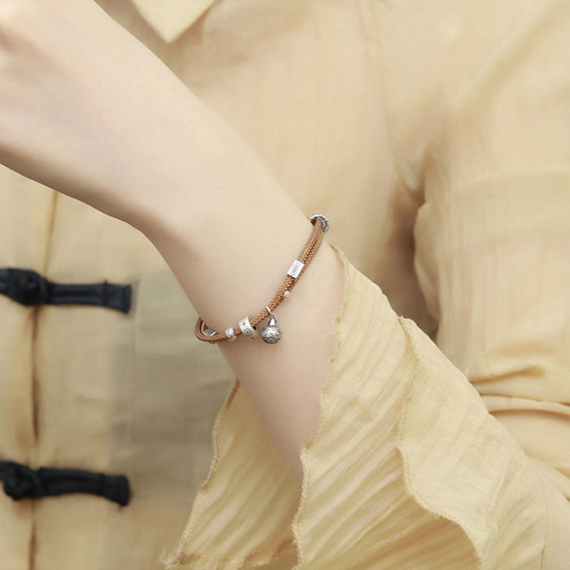 Buddha Stones 925 Sterling Silber Gold Schlucktier Koi Fisch Reichtum Handgefertigtes geflochtenes Armband - image 11