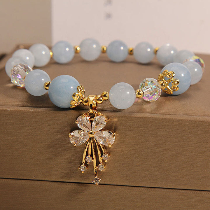 Buddha Stones Aquamarin-Rosa-Kristall-Heilzirkon-Schmetterlings-Charm-Armband - image 4