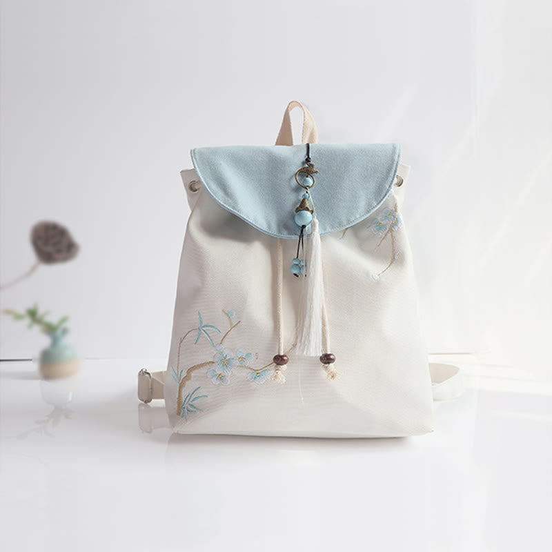 Handgemachter, bestickter Canvas-Rucksack mit Buddha Stones und großer Kapazität