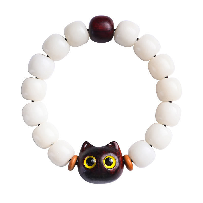 Buddha Stones, natürliches Bodhi-Samen-Armband, kleines Blatt, rotes Sandelholz, Ebenholz, süße Glückskatze, Weisheitsarmband - image 9