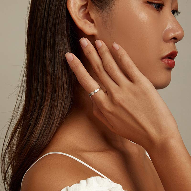 Buddha Stones 925 Sterling Silber Hamsa Symbol Zirkon verstellbarer Ring - image 3