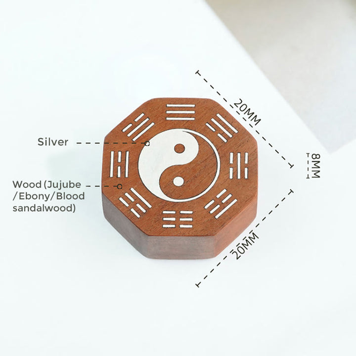 Buddha-Steine, kleines Blatt, rotes Sandelholz, Jujube-Holz, Ebenholz, Silber eingelegt, Yin Yang Bagua, Großer Wagen, Schutzarmband