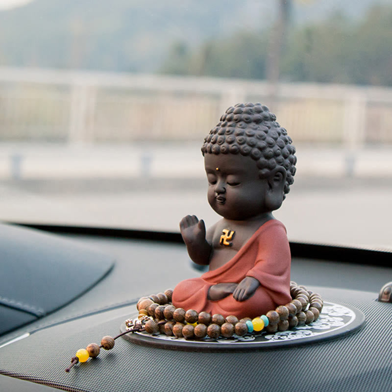 Buddha Stones, kleine Buddha-Gelassenheit, lila Ton, Heim-Schreibtisch-Dekoration