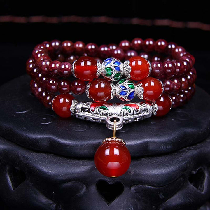 Buddha Stones, natürlicher Granat, roter Achat, Segen, Heilung, Armband, Halskette, Anhänger