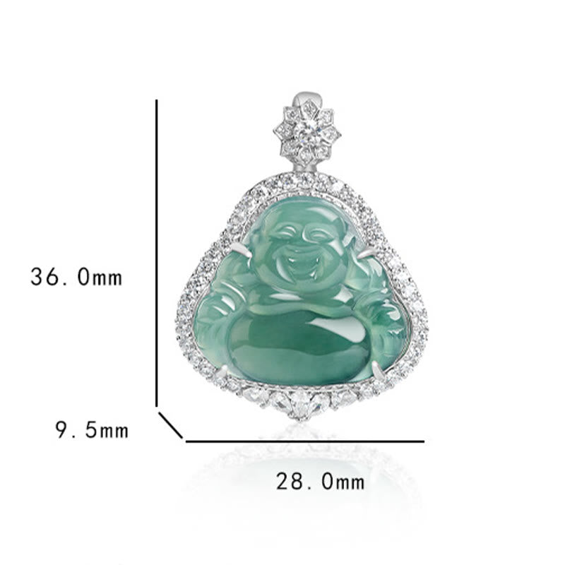 Buddha Stones 925 Sterling Silber lachender Buddha natürliche Jade Glück Fülle Kette Halskette Anhänger - image 9