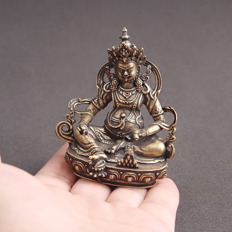 Gelbe Jambhala Bodhisattva Figur Serenity Kupfer Statue Dekoration - image 3
