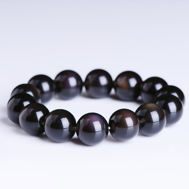 Positives Armband aus natürlichem Regenbogen-Obsidian von Buddha Stones