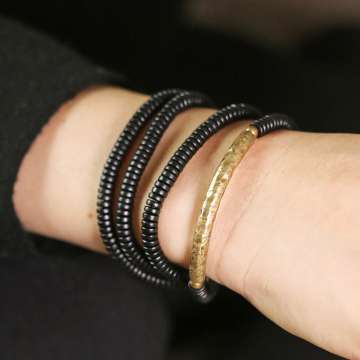 Buddha Stones, Ebenholz, Messing, Kupfer, Balance, mehrlagiges Armband - image 15