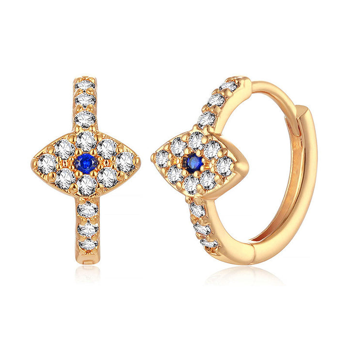 925 Sterling Silber Evil Eye Symbol Segen Ohrstecker - Gold - image 2