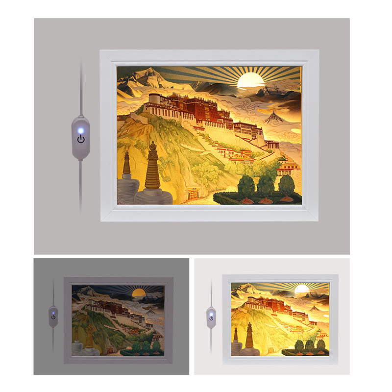 Tibet Potala Palast Papier LED Schnitzlampe Kunst Nachtlichter Kreative LED Tischlampe - image 2