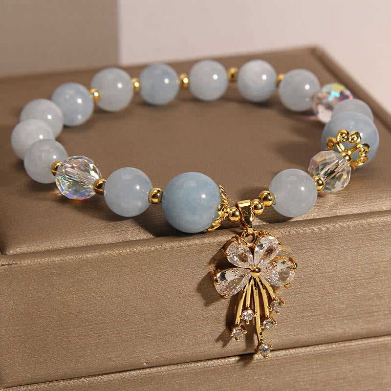 Buddha Stones Aquamarin-Rosa-Kristall-Heilzirkon-Schmetterlings-Charm-Armband - image 1