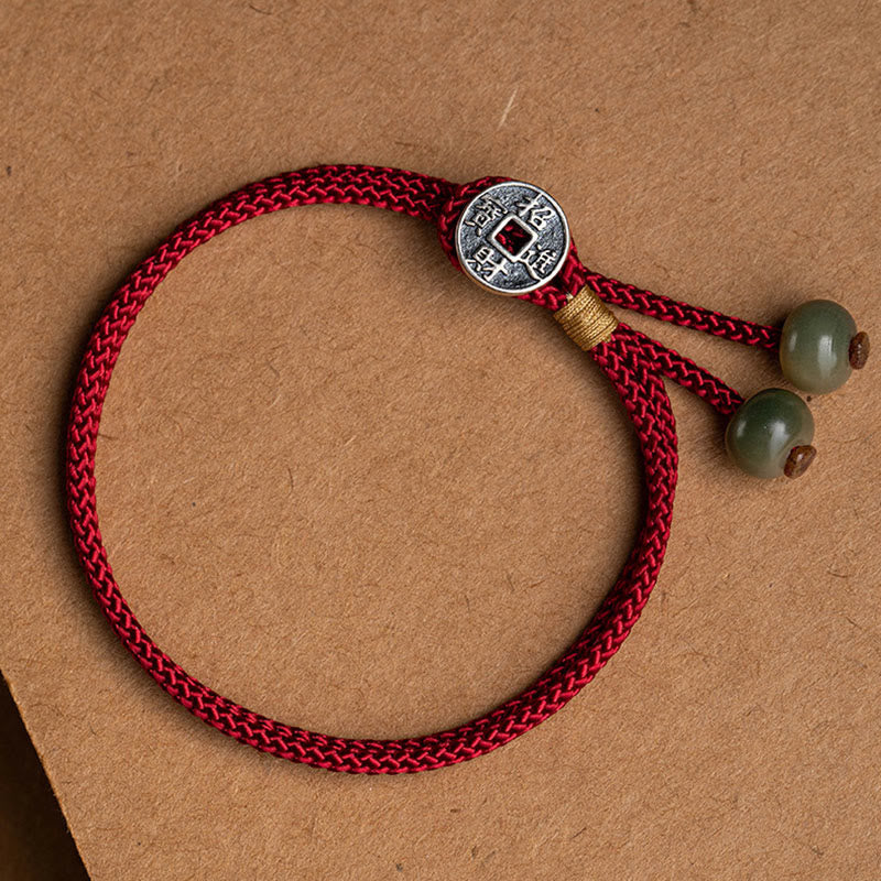 Buddha Stones 925 Sterling Silber Handgefertigtes chinesisches Sternzeichen Natal Buddha Cyan Bodhi Samenschutz geflochtenes rotes Schnurarmband - image 17