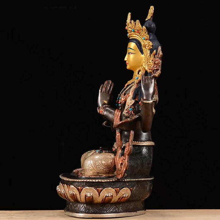 Bodhisattva Chenrezig Vierarmige Avalokitesvara-Schutz-Kupferstatue-Dekoration - image 5