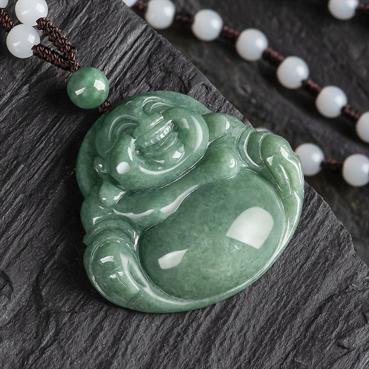 Lachender Buddha Cyan Jade Harmony Halskette String Bead Anhänger - image 6