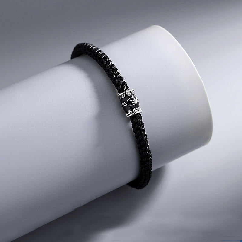 Buddha Stones 925 Sterling Silber Om Mani Padme Hum Peace geflochtenes Armband - image 1