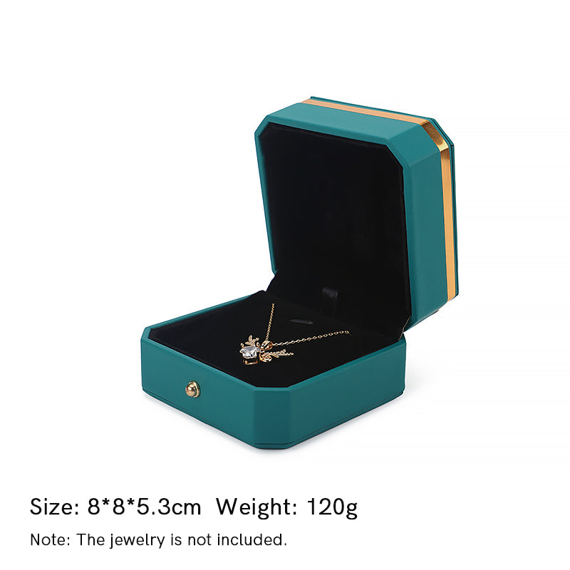 Schmuck-Aufbewahrungsbox, Geschenkbox aus PU-Leder - Grün - Anhängerbox (8 x 8 x 5,3 cm) - image 24