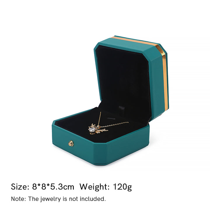 Schmuck-Aufbewahrungsbox, Geschenkbox aus PU-Leder - Grün - Anhängerbox (8 x 8 x 5,3 cm) - image 24
