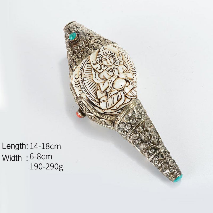 Tibetische handgefertigte gravierte Shankha-Buddha-Muschelmuschel, Reichtum, positive Dekoration - Vajra - image 13