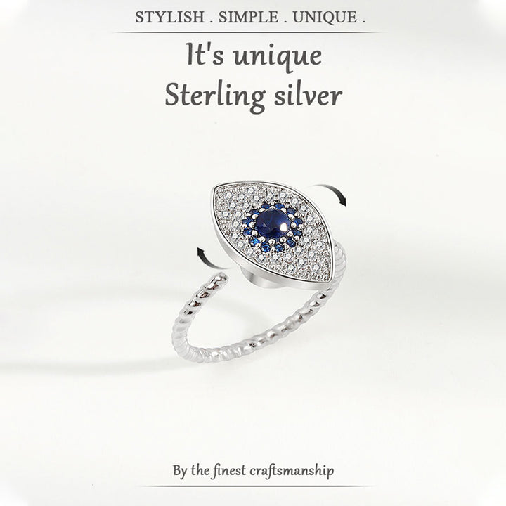 925 Sterling Silber Evil Eye Protection Blessing Drehbarer Ring - image 5