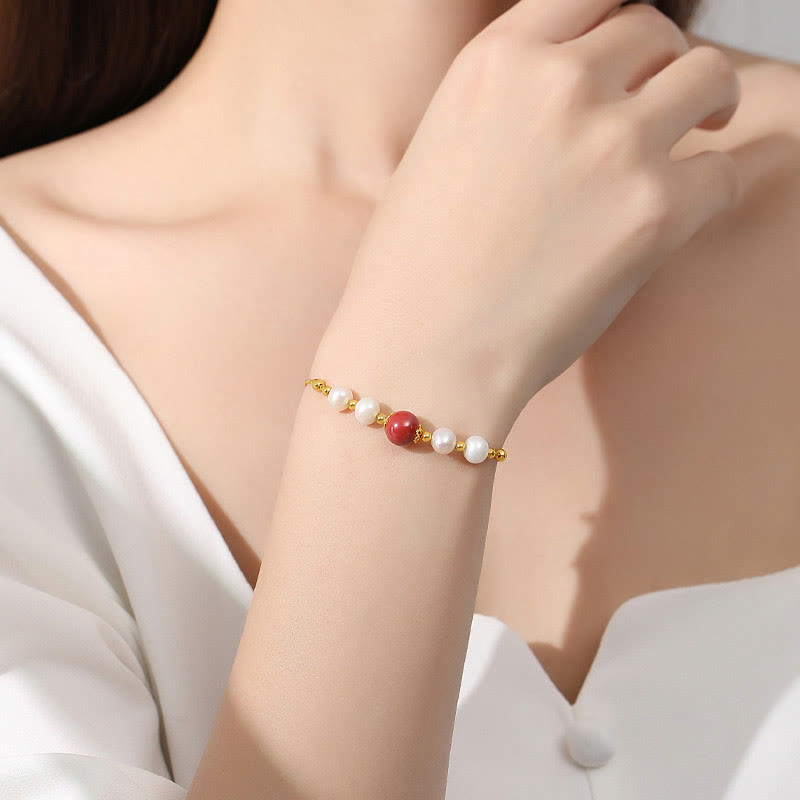 Buddha Stones 925 Sterling Silber Perlen-Zinnober-Heilperlen-Kettenarmband - image 2