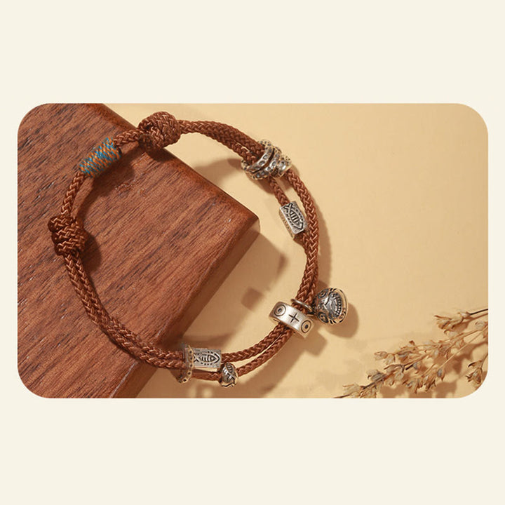 Buddha Stones 925 Sterling Silber Gold Schlucktier Koi Fisch Reichtum Handgefertigtes geflochtenes Armband - image 13