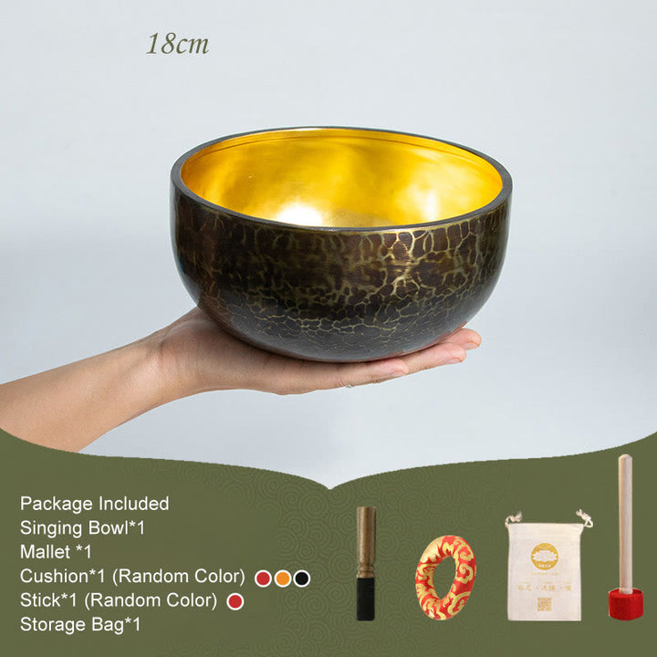 Tibetisches Meditations-Klangschalen-Set, handgefertigt, für Heilung, Yoga und Achtsamkeit - 18 cm - image 3