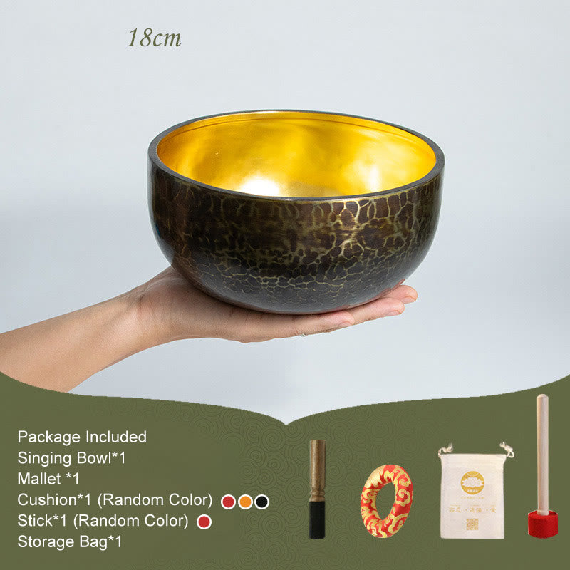 Tibetisches Meditations-Klangschalen-Set, handgefertigt, für Heilung, Yoga und Achtsamkeit - 18 cm - image 3