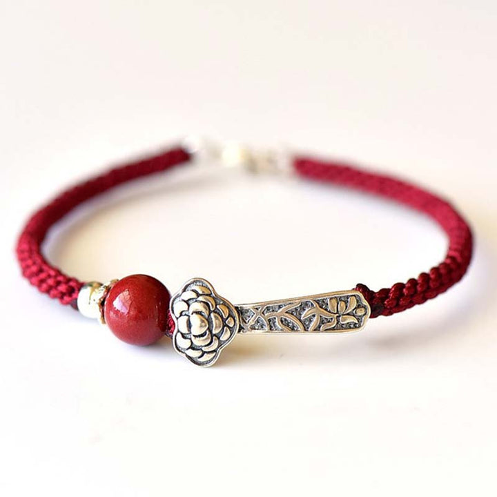 Buddha Stones 925 Sterling Silber Cinnabar Blessing String Armband - image 3