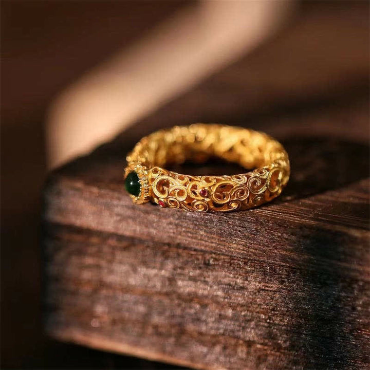 Buddha Stones 925 Sterling Silber Cyan Jade Erfolg Glücksring - image 6