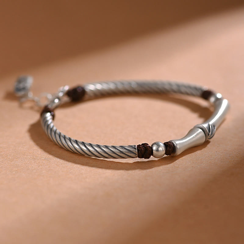 999 Sterling Silber Bambusmuster Zikade Glück Reichtum Armband - image 10