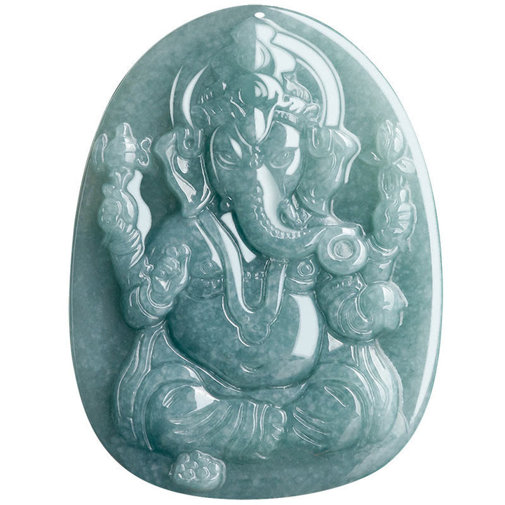 Buddha Stones Natürliche Jade Ganesh Ganpati Elefant Schutz Amulett Halskette Anhänger - image 10