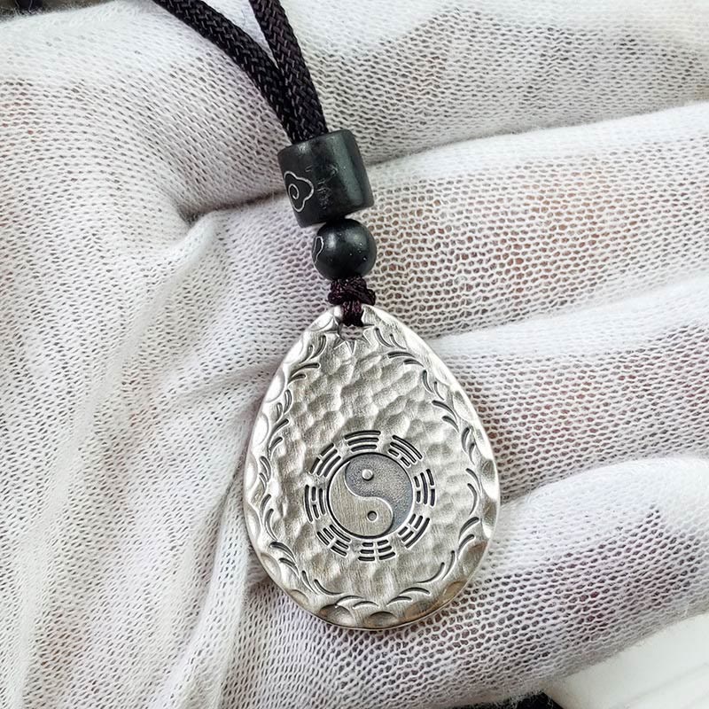 Buddha Stones Vintage 999 Sterling Silber Yin Yang Bagua Wassertropfen Design Balance Harmonie Halskette Anhänger - image 13
