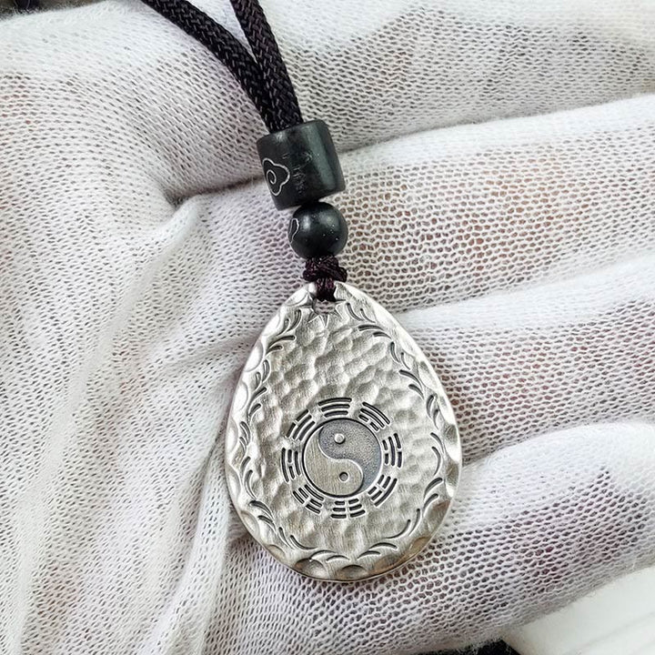 Buddha Stones Vintage 999 Sterling Silber Yin Yang Bagua Wassertropfen Design Balance Harmonie Halskette Anhänger - image 14