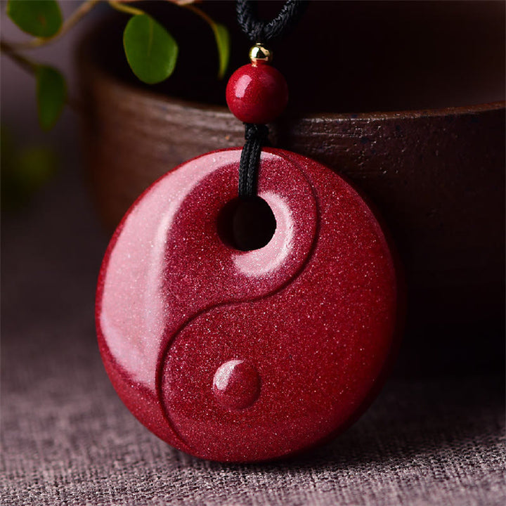 Buddha Stones, lachender Buddha, Yin-Yang, chinesischer Sternzeichen-Kürbis, natürlicher Zinnober-Segen-Halsketten-Anhänger - Yin Yang 32*8mm - image 7