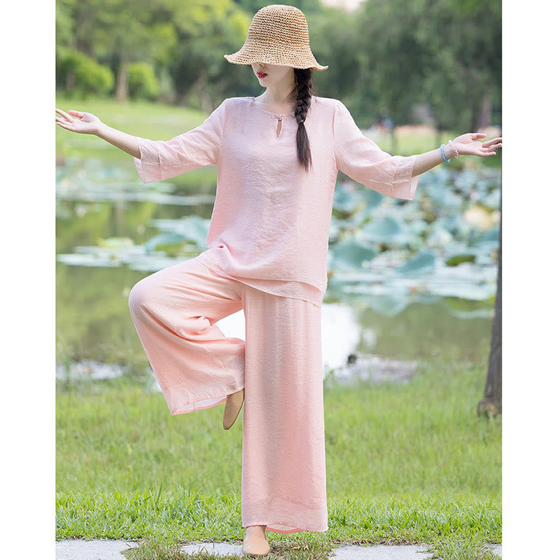 Tai Chi Meditationsgebet Zen Spirituelle Morgenpraxis Kleidung Damen Set - image 20