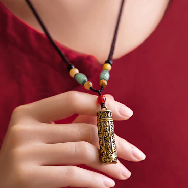 Buddhastoneshop Tibet Om Mani Padme Hum Achat Shurangama Sutra Schutz Halskette Anhänger - image 5