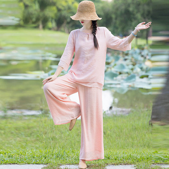 Tai Chi Meditationsgebet Zen Spirituelle Morgenpraxis Kleidung Damen Set - image 14