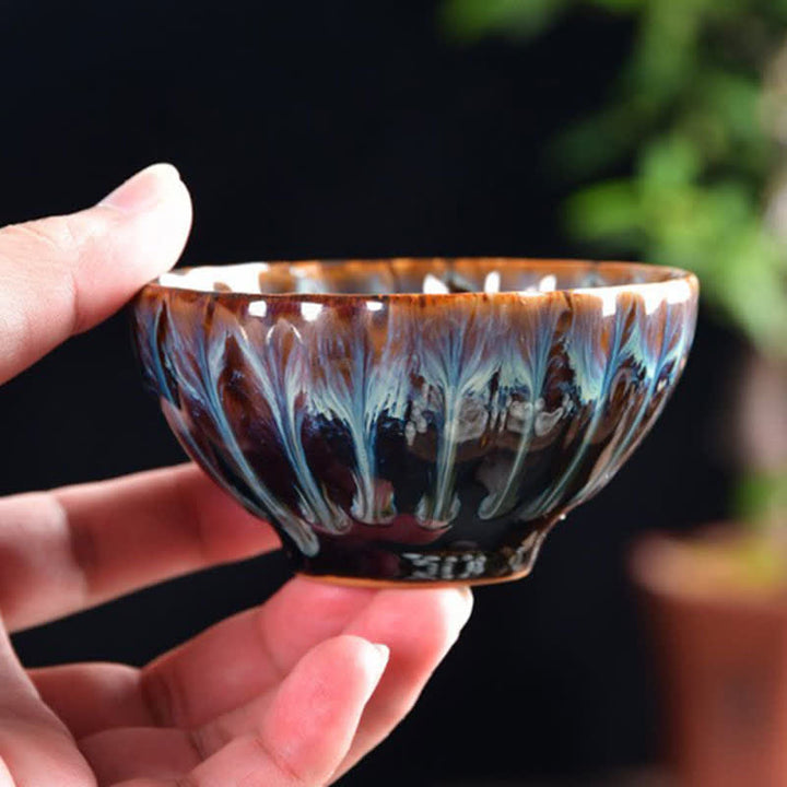 Teetasse aus Keramik mit Buddha Stones , Lotus, Pfau, Drache, Phönix, Koi-Fisch, eingelegte Teetassen, 120 ml - image 4
