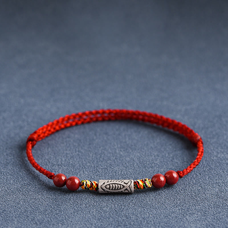 Buddha Stones Handgefertigtes geflochtenes Armband/Fußkettchen aus 925er Sterlingsilber mit Koi-Fisch- und Zinnoberperlen - image 13