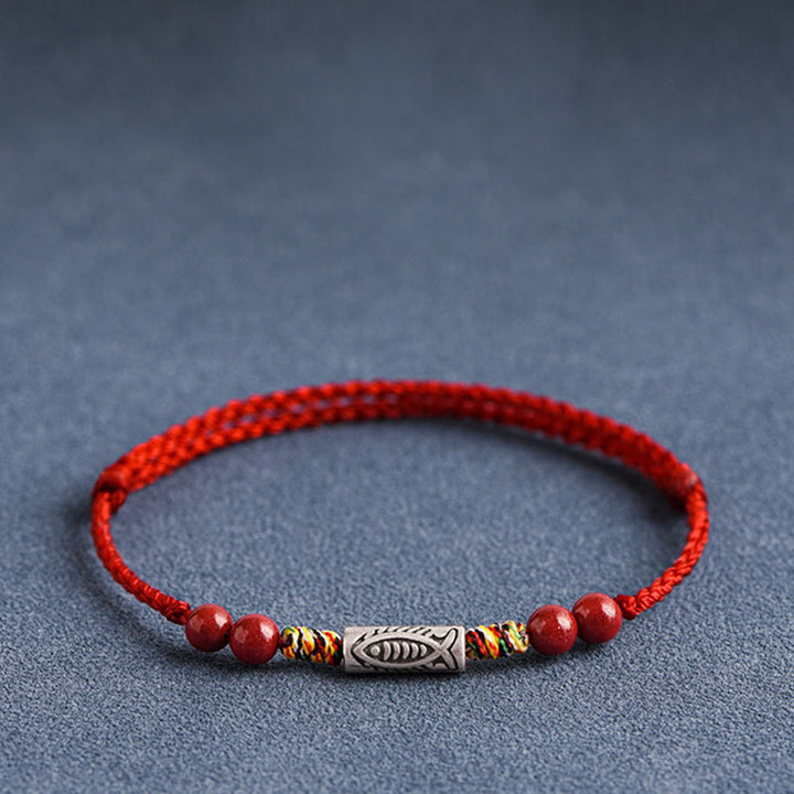 Buddha Stones Handgefertigtes geflochtenes Armband/Fußkettchen aus 925er Sterlingsilber mit Koi-Fisch- und Zinnoberperlen - image 13