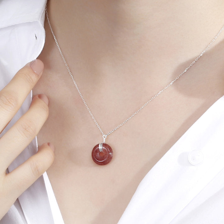 Buddha Stones 925 Sterling Silber Erdbeerquarz Heilende Positive Halskette - Silber - image 9