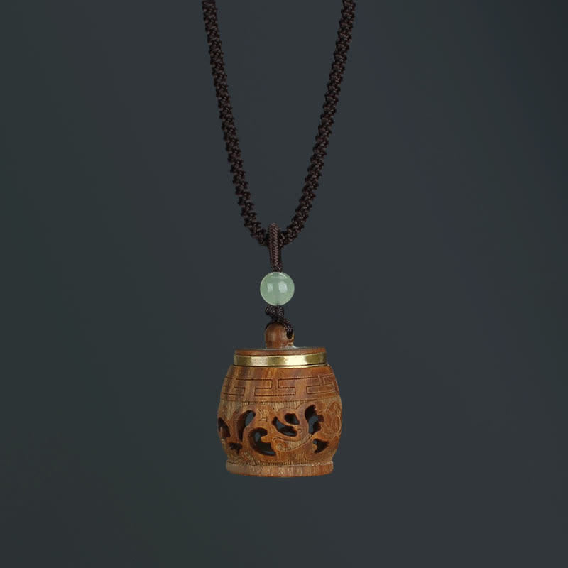 Buddha Stones Tibet Grünes Sandelholz Palisander Om Mani Padme Hum Lotus Positive beruhigende Halskette Anhänger - Trommelförmiges Palisanderholz - image 21