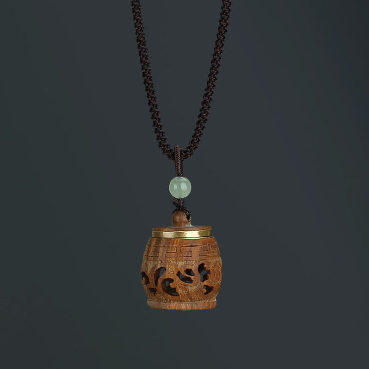 Buddha Stones Tibet Grünes Sandelholz Palisander Om Mani Padme Hum Lotus Positive beruhigende Halskette Anhänger - Trommelförmiges Palisanderholz - image 21