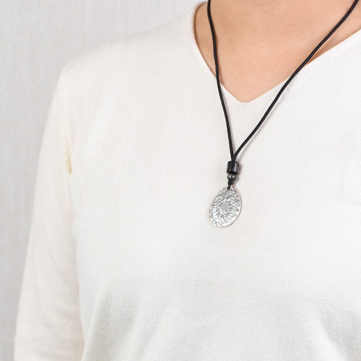 Buddha Stones Vintage 999 Sterling Silber Yin Yang Bagua Wassertropfen Design Balance Harmonie Halskette Anhänger - image 4